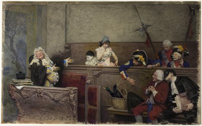 Trial of Pierrot (akvarel og gouache, over grafit, på cremebræt) af Jean or Jehan Georges Vibert