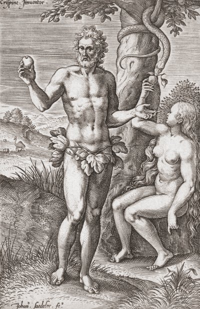 Adam og Eva i Edens have. (Print) af Jean or Johann Sadeler