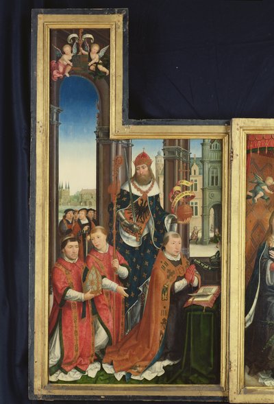 Polyptykon om forherligelsen af den hellige treenighed, panel, der forestiller abbeder, 1509-15 af Jean the Elder Bellegambe