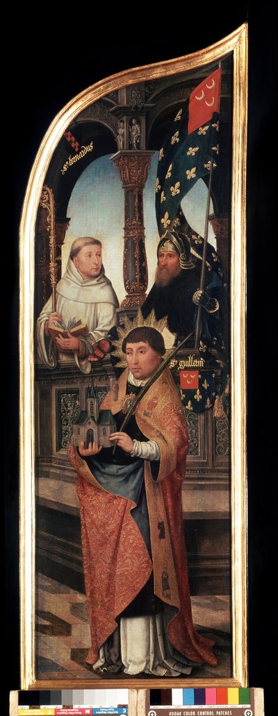 ""Repræsentation af Sankt Vilhelm af Bruxelles, Sankt Bernhard af Clairvaux (San Bernardo di Chiaravalle)"" Højre panel af bebudelsens triptykon (Bebudelsen). Maleri på træ af Jean Bellegambe den ældre (1470-1534) Sankt Petersborg, m. af Jean the Elder Bellegambe