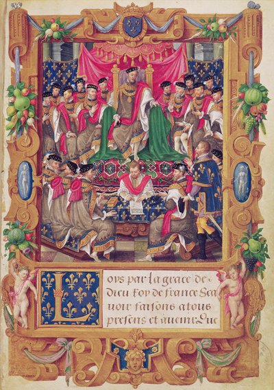 Henri II præsiderer over et kapitelmøde i den franske ridderorden Saint-Michel af Jean the Elder Cousin