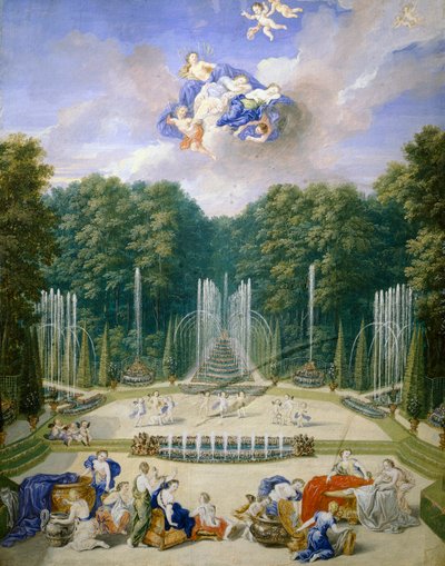 Frankrig, Versailles, Vandspil i haver, af Jean Cotelle af Jean the Younger Cotelle