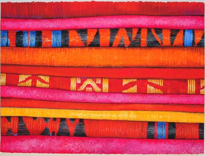 Moroccan Fabrics 2, 2013 (gouache på papir) af Jeanne Maze
