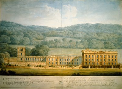 The West Front of Chatsworth House (akvarel på papir) af Jeffry Wyatville