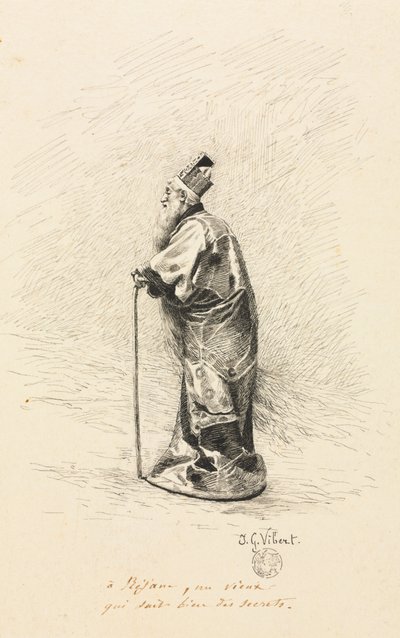 Studie for tryllekunstneren i Conte de Fée Historien om en fe, 1800-tallet. af Jehan Georges Vibert