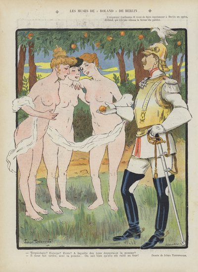 Muserne fra Roland af Berlin. Illustration til Le Rire af Jehan Testevuide