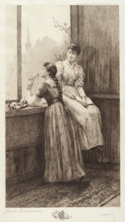 Uden titel (To piger ved et vindue) af Jennie Augusta Brownscombe