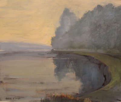 Batson Creek Salcombe , tidlig morgen , olie på lærred , 2016 af Jennifer Wright