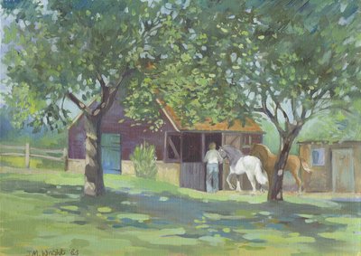 Horses Away From The Flies (olie på lærred) af Jennifer Wright