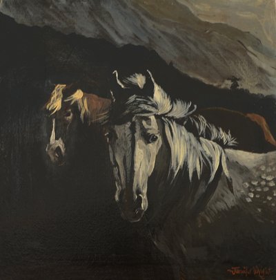 Mountain Ponies (olie på lærred) af Jennifer Wright