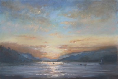 Salcombe Dawn (olie på lærred) af Jennifer Wright
