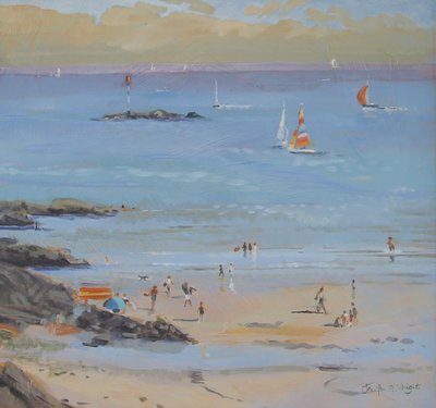 Salcombe Millbay Morning (olie på lærred) af Jennifer Wright