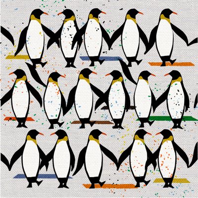 Dancing Penguins, 2022 (blandet medier) af Jenny Frean