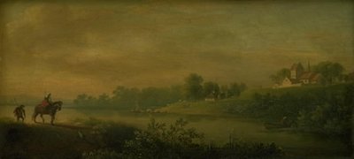 Et vadested ved foden af en kirke af Jens Juel
