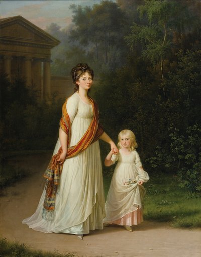 Marie Sophie Frederikke, prinsesse af Danmark og hendes datter, prinsesse Caroline af Jens Juel