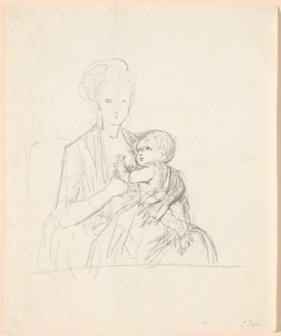 Udkast til portrættet af grevinde Sophie Magdalene Raben, født von Qualen med sin ældste søn, født 1784 af Jens Juel