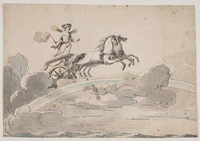 Amor (Eros) kørende i en vogn på regnbuen af Jens Petersen Lund