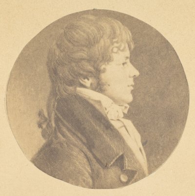 Mezzotint portræt af en ung mand i profil, fra St. Memin Collection of Portraits, 1862. af Jeremiah Gurney