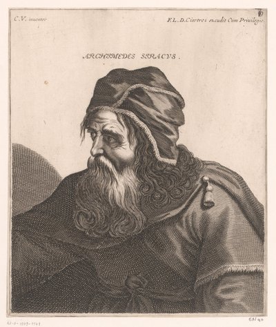 Portræt af Archimedes Archimedes Syracuse. (titel på objekt) Buster af filosoffer og konger (serietitel) af Jerôme David (attributed to)