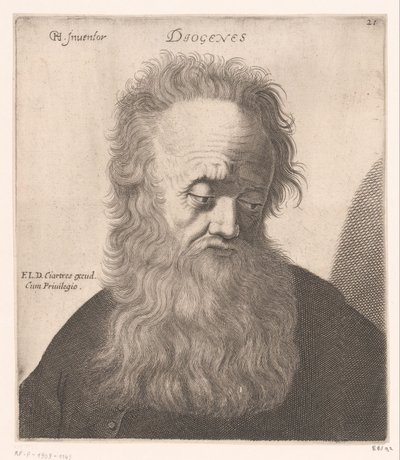 Portræt af Diogenes af Sinope Diogenes (titel på objekt) Buster af filosoffer og konger (serietitel) af Jerôme David (attributed to)