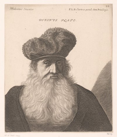 Portræt af Platon Divinus Platon. (titel på objekt) Buster af filosoffer og konger (serietitel) af Jerôme David (attributed to)