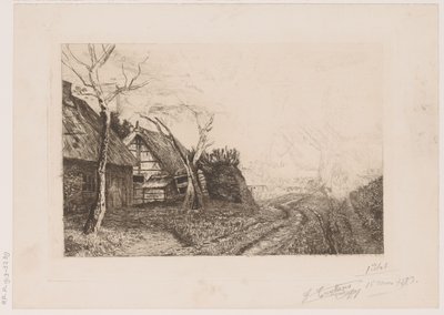 Landskab med gårde og mølle af Jerôme Tuyttens (signed by artist)
