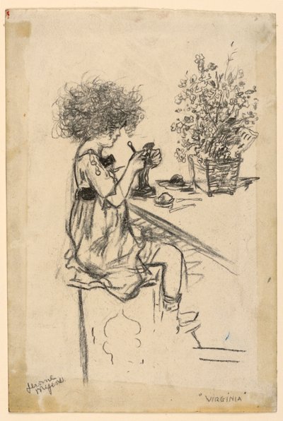Virginia Modeling, Study for Etching af Jerome Myers
