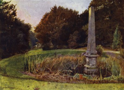 Chiswick House, Obelisken i poolen (farve litho) af Jessie MacGregor