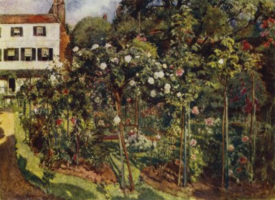 The Grove, Highgate, View of Garden and House (farve litho) af Jessie MacGregor