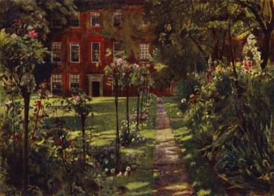 Walpole House, udsigt over hus og have (farve litho) af Jessie MacGregor