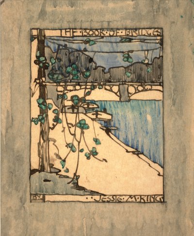 Frontispice til "The Book of Bridges", ca. 1911 (akvarel og blæk på papir) af Jessie Marion King