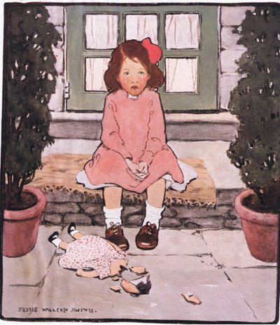 Et knust hoved og hjerte (farve litho) af Jessie Willcox Smith
