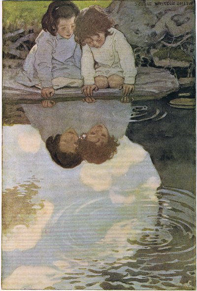 Børn ser på deres refleksioner, fra 