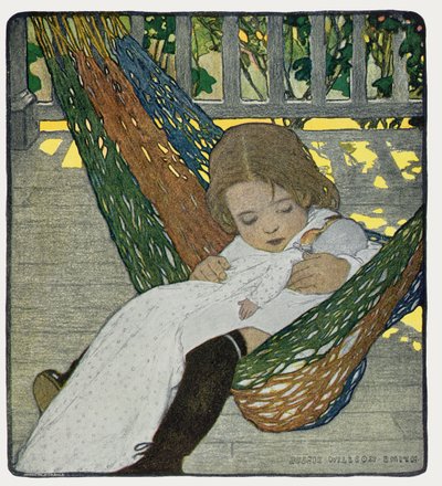 Vyngende babydukke i søvn af Jessie Willcox Smith