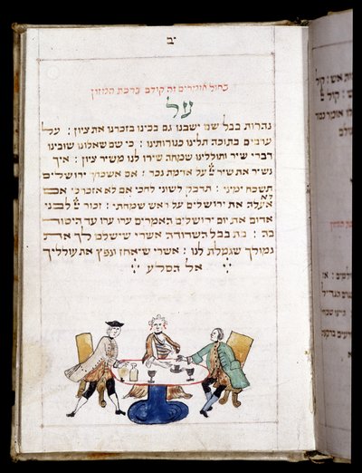 Bønnebog (12,7 x 8,8 cm) Bambeg 1773. Ved slutningen af bøn for neo (Nymånedagen) - Jødisk Museum i Basel, Schweiz. af Jewish School