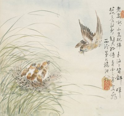 En fugl med mad i munden, 1857 af Jin Yuan