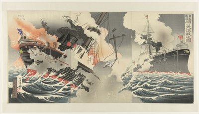 Det store søslag ved indsejlingen til havnen i Port Arthur Nichiro Ryojunko daikaisen no zu af Jinsai Rosetsu