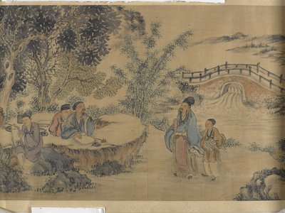 Gathering At The Lanting Orchid Pavilion (blæk og farve på satin) af Jiuru Chen
