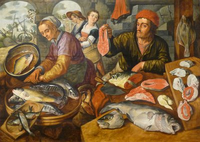 Fransk: Le Marché aux poissons Fiskemarked af Joachim Beuckelaer