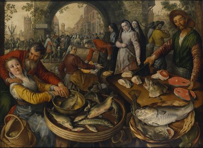 Fiskemarked med Ecce Homo, 1570 af Joachim Beuckelaer