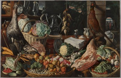 Køkkenscene med Kristus i Emmaus, ca. 1560-1565 af Joachim Beuckelaer