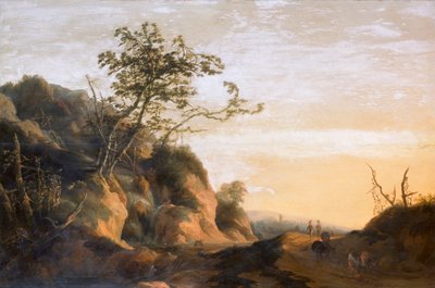 Rejsende i et landskab (olie på lærred) af Joachim Govertsz Camphuysen