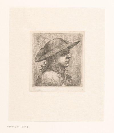 Portræt af en ung mand med en hat af Joachim Martin Falbe (attributed to)