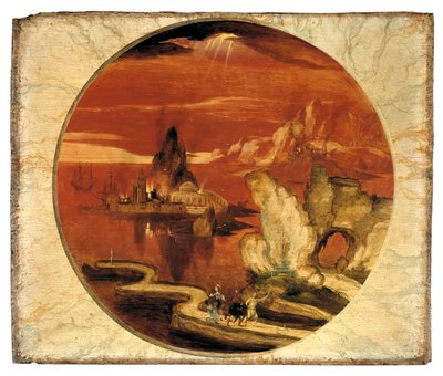 Sodoma og Gomorra i ild (olie på panel) af Joachim Patenier