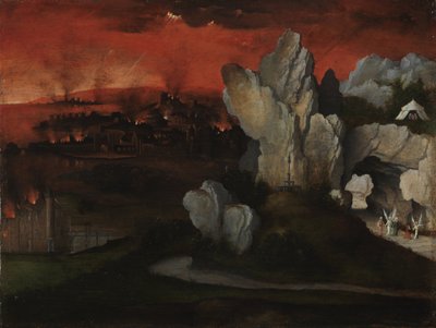 Landskab med ødelæggelsen af Sodoma og Gomorra, ca. 1520 af Joachim Patinir