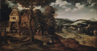 Landskab med flugten til Egypten, ca 1524 af Joachim Patinir