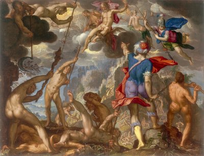 Kampen mellem guderne og kæmperne, ca. 1608 af Joachim Wtewael or Utewael