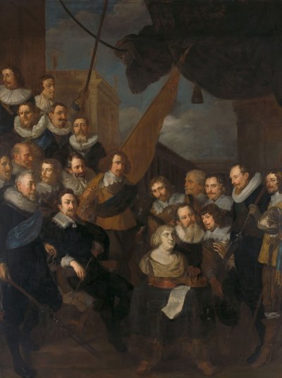 Amsterdam Civic Guard of District XIX under ledelse af kaptajn Cornelis Bicker og løjtnant Frederick van Banchem, klar til modtagelse i september 1638 af Marie de" Medici, 1640 af Joachim von Sandrart