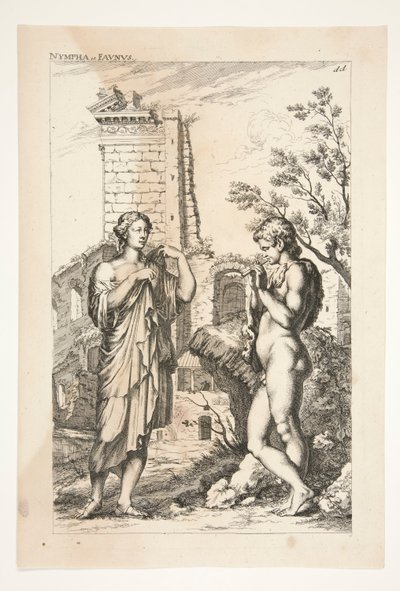 Diane de Gabies og en faun, fra beundrede antikke skulpturer af Joachim von Sandrart