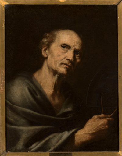 Portræt af en mand med passer af Joachim von Sandrart